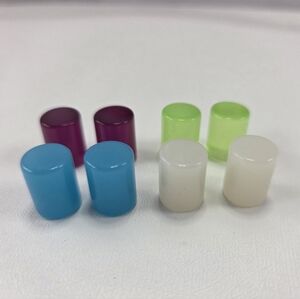 ​Lot of 4 Pairs 00G (10mm) Acrylic Ear Plugs - Purple, Blue, Green, White